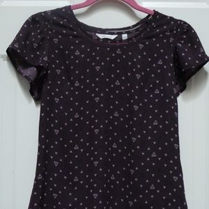 Purple patterned short sleeve blouse